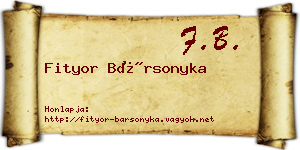 Fityor Bársonyka névjegykártya